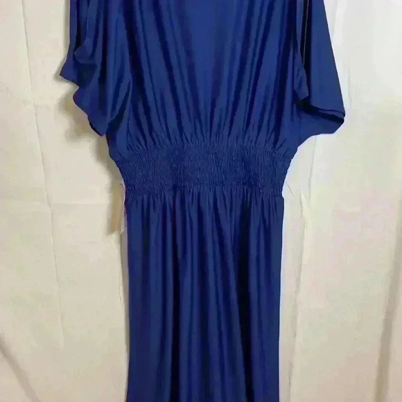 NWT! Royal Blue Split Sleeves Smocked Elegant Cocktail Long Maxi Dress (3X) - Picture 7 of 10
